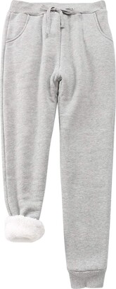 Women's Fleece Lined Joggers Solid Soft Warm Pants Athletic