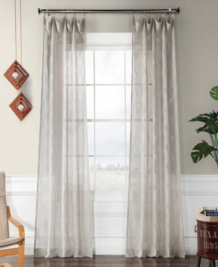 Half Price Drapes Calais Tile Geometric Patterned Faux Linen Sheer Curtain
