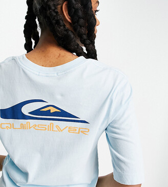 Quiksilver mid sleeve logo t-shirt in blue Exclusive at ASOS