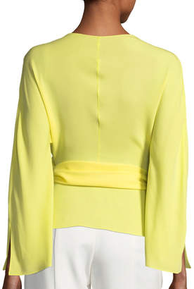 Narciso Rodriguez Cowl-Neck Wrap Silk Blouse