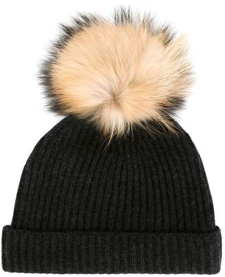 N.Peal detachable pompom ribbed hat