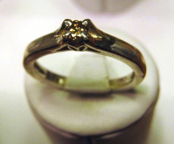 Etsy Champagne Diamond 20Pts Set in Sterling Solitaire Ring