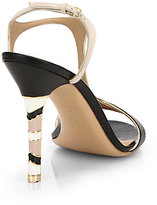 Thumbnail for your product : Ferragamo Monroe Snake-Embossed Leather T-Strap Sandals