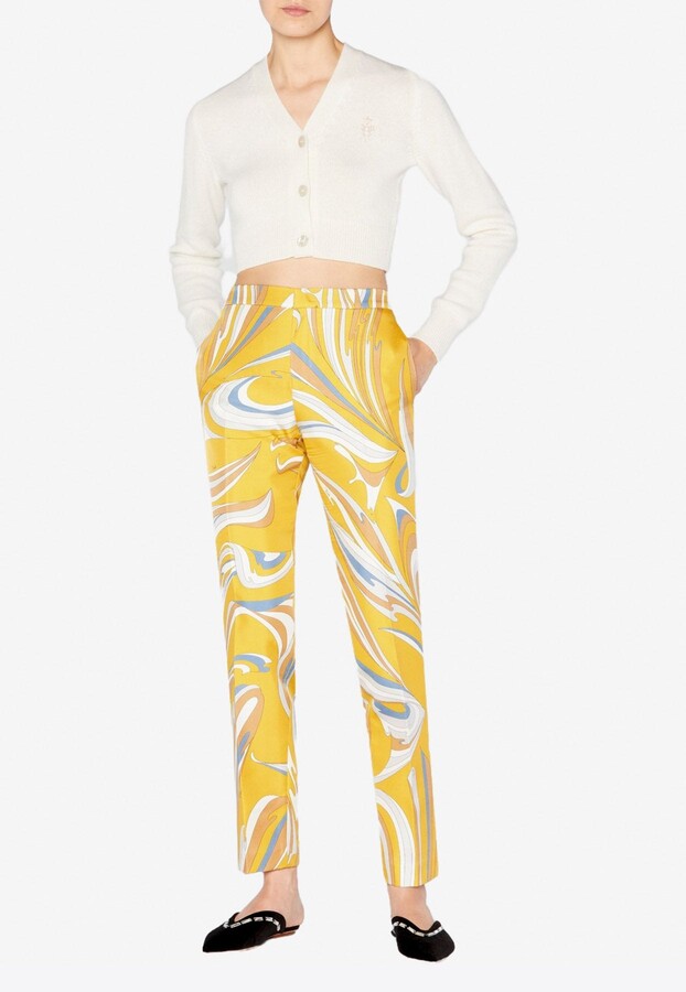 yellow silk pants