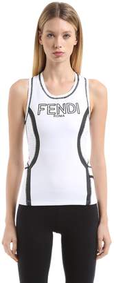 Fendi Embossed Logo Stretch Jersey Tank Top