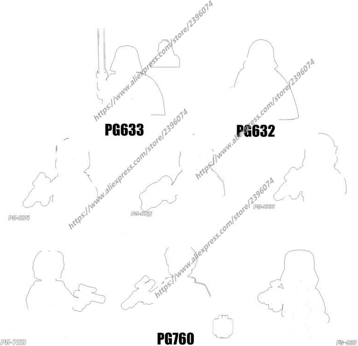 PG Action Figures Movie accessories Building Blocks Bricks toys PG632 PG633 PG654 PG655 PG656 PG759 PG760 PG830