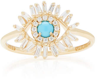 Suzanne Kalan 18K Gold Diamond and Turquoise Ring