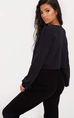 PrettyLittleThing Black Zip Front Sweater