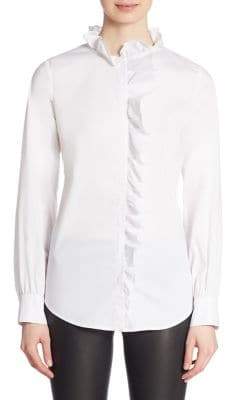 Saks Fifth Avenue COLLECTION Long Sleeve Ruffle Placket Top