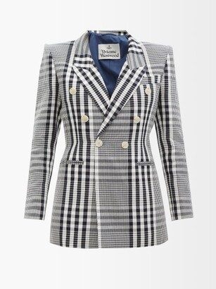 Vivienne Westwood - Leilo Double-breasted Check Blazer - Navy White