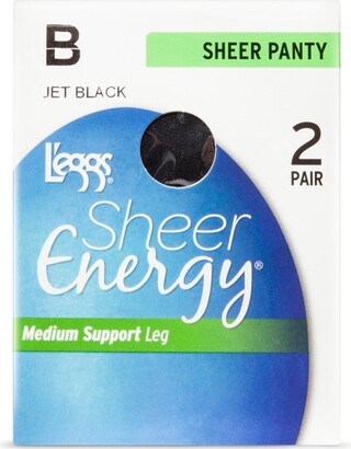 L'eggs Sheer Energy Women's ll Sheer 2pk Pantyhose - Jet Black