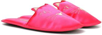 Charlotte Olympia House Cats satin slippers