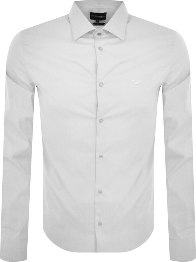 Giorgio Armani Logo Long Sleeve Shirt White