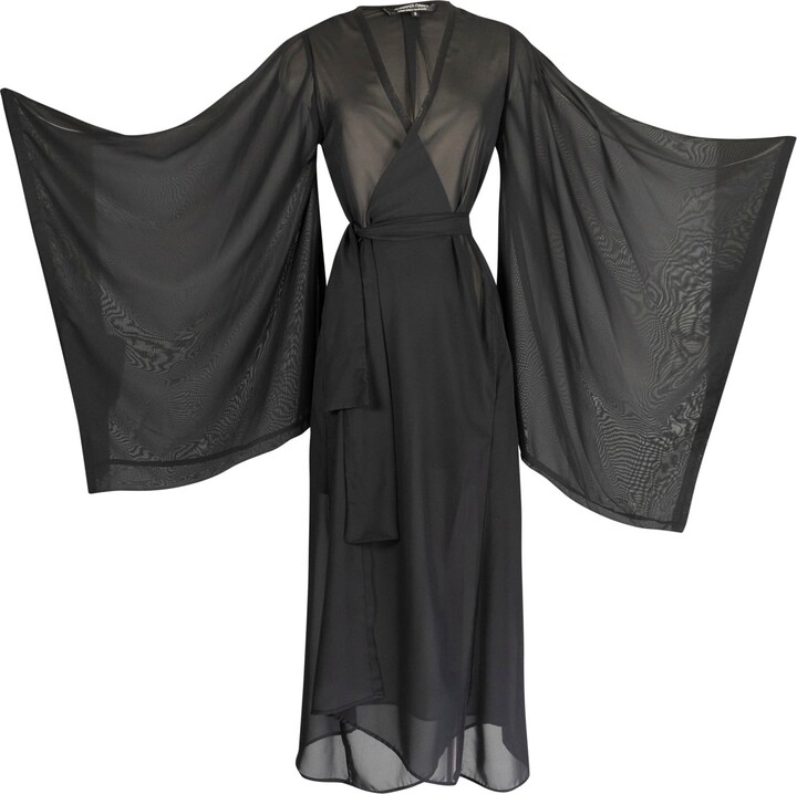 Jennafer Grace Women's Black Sheer Kimono ShopStyle Jackets