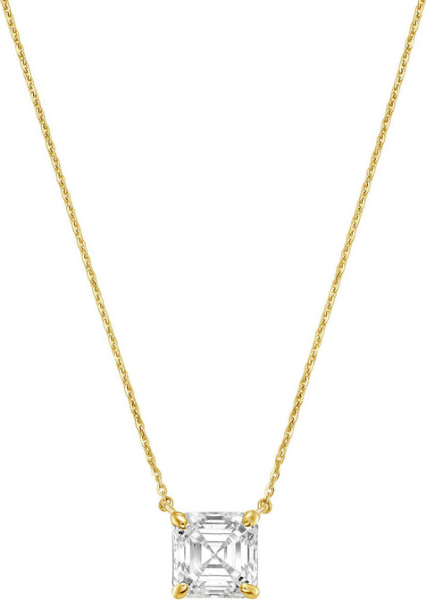 Diana M 14kt Yellow Gold Lab Grown Asscher Cut East West Diamond Pendant Weighing 12.00 Ct