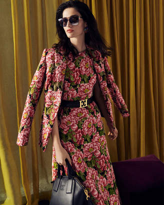 Escada One-Button Floral-Jacquard Tailored Jacket