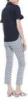 Thumbnail for your product : Tory Burch Alexa Printed Cropped Skinny Jeans, White/Newport Navy