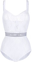 Thumbnail for your product : Dolce & Gabbana Logo-Waist Lace Bodysuit