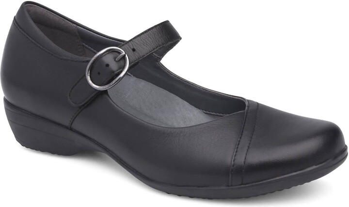 Dansko Women's Fawna Wide Mary Jane Shoes In Black Leather