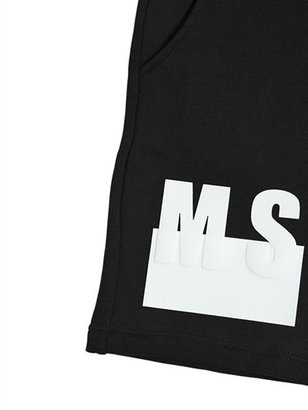 MSGM Logo Printed Cotton Sweat Shorts