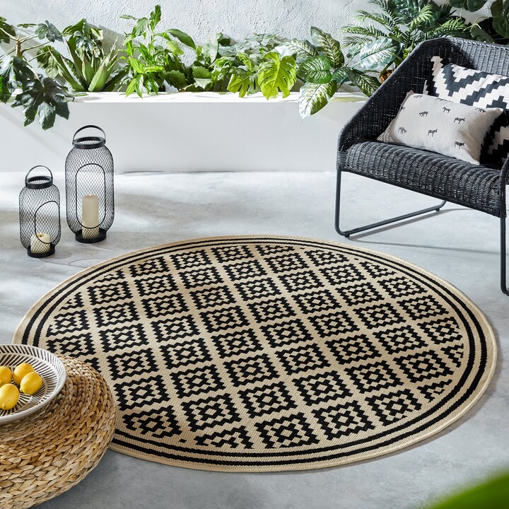Dunelm Moretti Circle Indoor Outdoor Rug Black and Beige ShopStyle