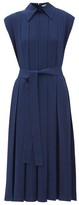 Thumbnail for your product : Emilia Wickstead Evanthe Pleated Crepe Midi Dress - Navy