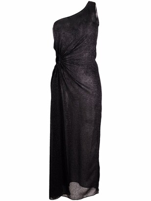 Oseree Black Asymmetric Maxi Dress