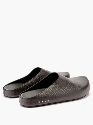 Marni Grained-leather Slipper Shoes - Black