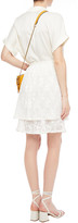 Thumbnail for your product : See by Chloe Grosgrain-trimmed Layered Leavers Lace Mini Skirt