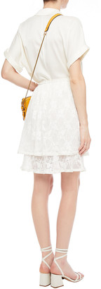 See by Chloe Grosgrain-trimmed Layered Leavers Lace Mini Skirt