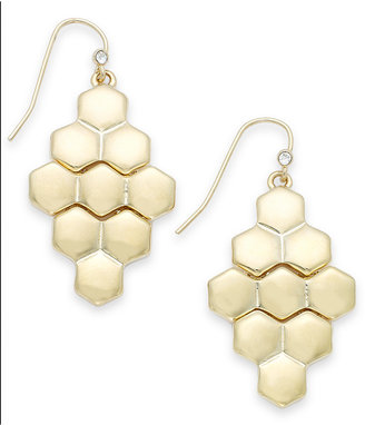 Lauren Ralph Lauren Gold-Tone Hexagon Drop French Wire Earrings