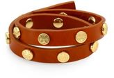 Thumbnail for your product : Tory Burch Logo Stud Leather Double-Wrap Bracelet