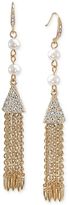 Thumbnail for your product : Carolee Gold-Tone Crystal and Glass Pearl Tassel Drop Earrings