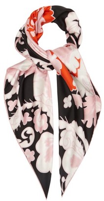 Valentino Garavani Floral-print Silk-satin Scarf - Pink Multi