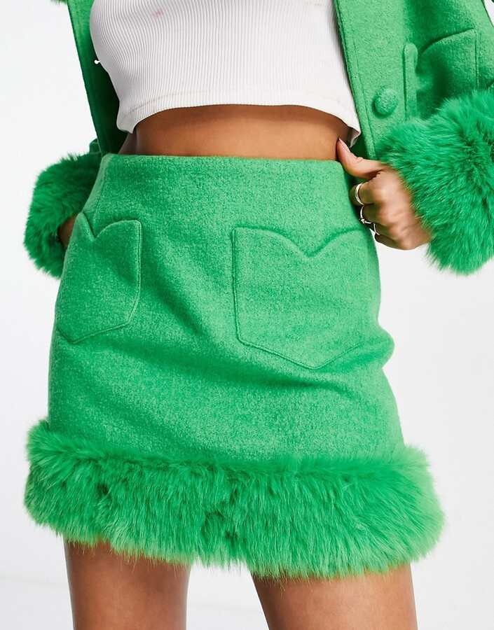 Grunge Extra Pockets Low Waist Denim Green Mini Skirt - Maverick Green / M