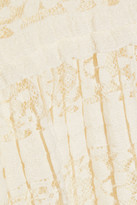 Thumbnail for your product : RED Valentino Point D'esprit-trimmed Pleated Lace Dress