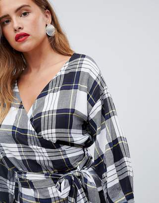 New Look Check Wrap Blouse