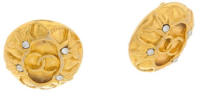 CC Gold Rhinestone Clip Earrings (Authentic Pre-Owned)