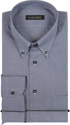 Forzieri Blue and White Button-down Woven Cotton Shirt
