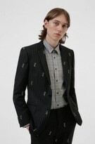Thumbnail for your product : HUGO BOSS Pinstripe slim-fit jacket with handwritten logos