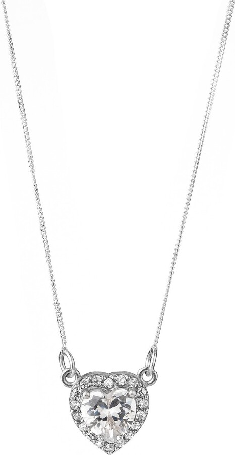 Chiarella Silver Central Heart Necklace- White