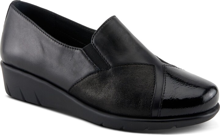 Spring Step Leather Wedge Slip-Ons - Evzen
