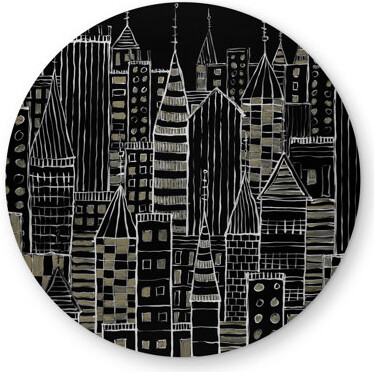 Begin Edition International Inc. Illustrative Dark City Rug | Beige Round Outdoor Area Rug