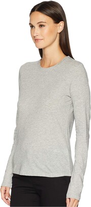 Vince Essential Long Sleeve Jersey Crew (Heather Grey) Women's Clothing
