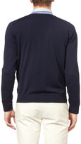 Thumbnail for your product : Canali Stripe-Trimmed Fine-Knit Merino Wool Cardigan