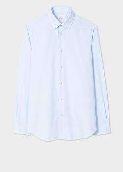 Paul Smith Men's Tailored-Fit Sky Blue Cotton 'Artist Stripe' Cuff Shirt