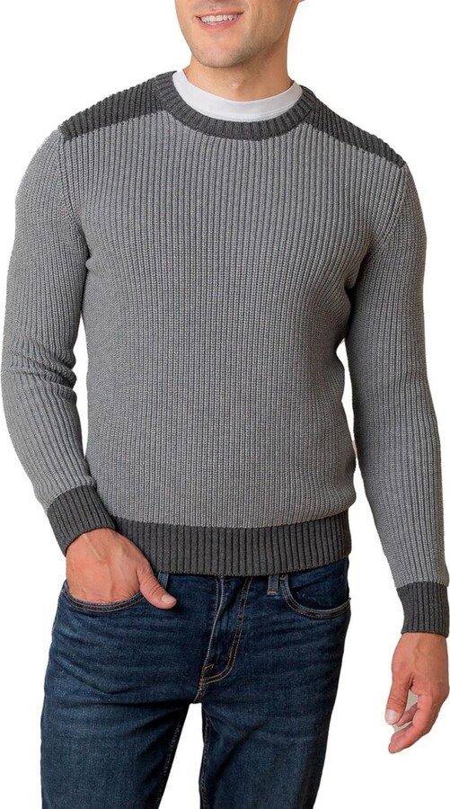 Hope & Henry Men's Organic Crew Neck Shoulder Detail Sweater