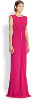 Thumbnail for your product : Reed Krakoff Ruched Leather-Accent Gown