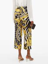Thumbnail for your product : Versace Baroque-print Silk-twill Trousers - Womens - Black Gold