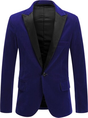 COOFANDY Men's Velvet Blazer Notched Lapel Velour Suit Jacket One Button  Tuxedo Jackets for Wedding Prom Party Dinner
